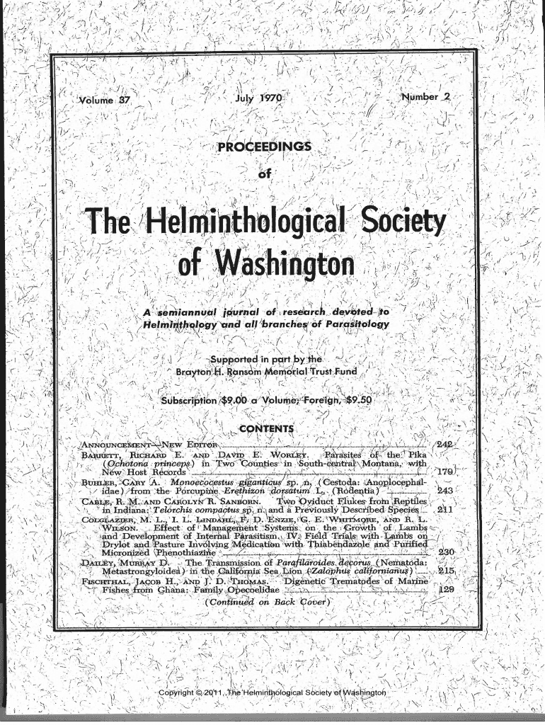 Proceedings of the Helminthological Society of Washington 37 Preview on Page 1