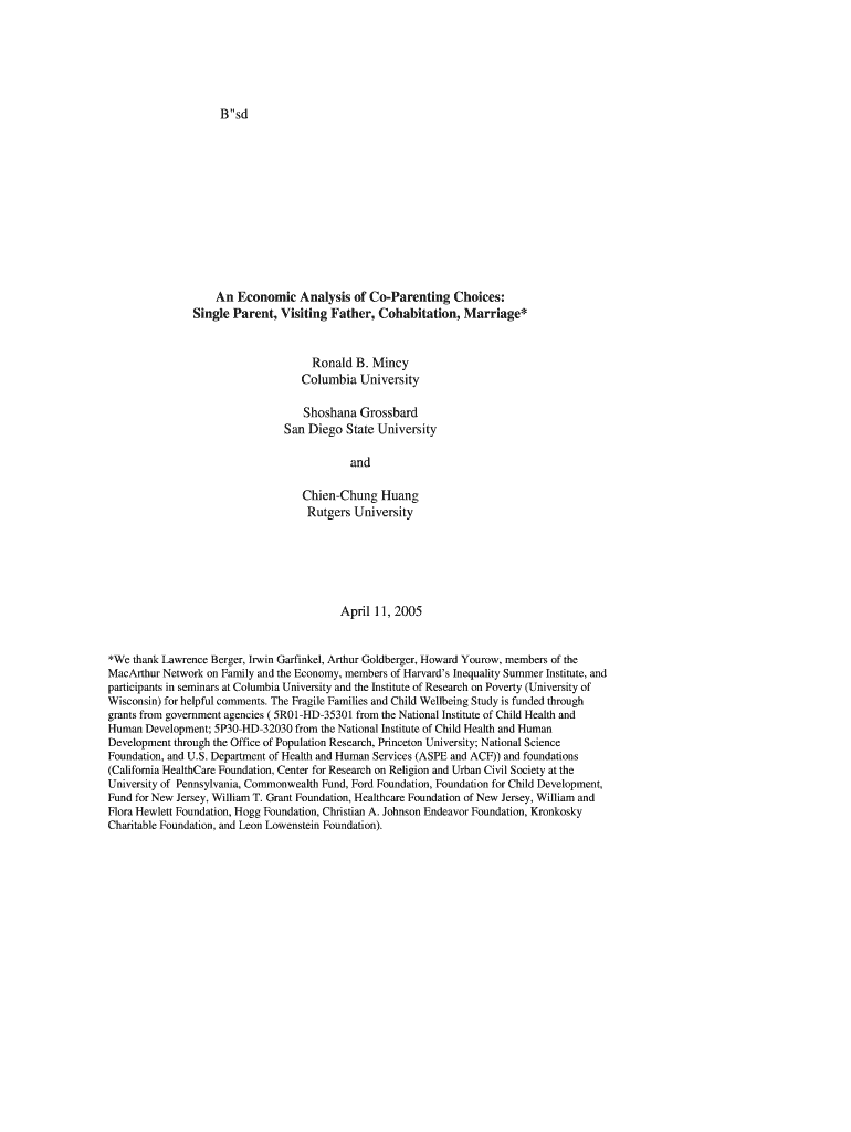 An Economic Analysis of Co-Parenting Choices: Single - Rohan Preview on Page 1
