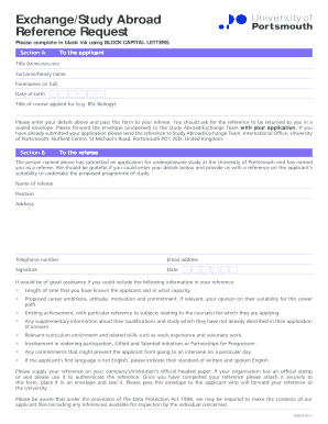 Study Abroad Reference Request Form