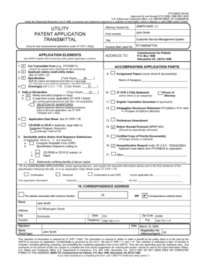 US Patent Application Form