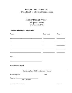 Senior Design Project Proposal Form - Electrical Engineering ... - ee scu