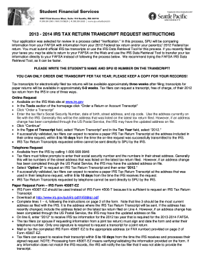 IRS Tax Return Transcript Request Instructions