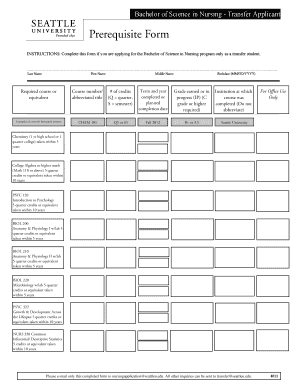 Transfer recommendation letter request - seattle university bsn transfer prerequisite form