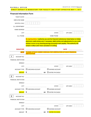 Direct Deposit Authorization Form