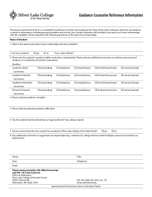 College Admission Reference Form