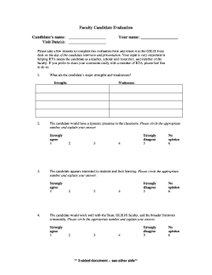 faculty candidate evaluation form