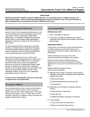 Citizenship and Immigration Services Instructions for Form I-134, Affidavit of Support Instructions Read these instructions carefully to properly complete this form