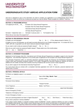 Undergraduate Study Abroad Application Form