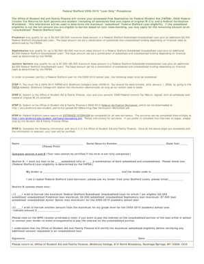 Federal Stafford Loan Application 2009-2010