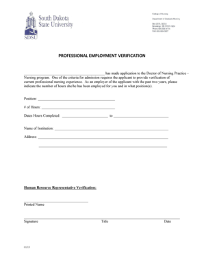 Professional Employment Verification Form