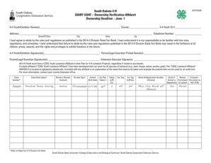 South Dakota 4-H Dairy Goat Ownership Verification Affidavit