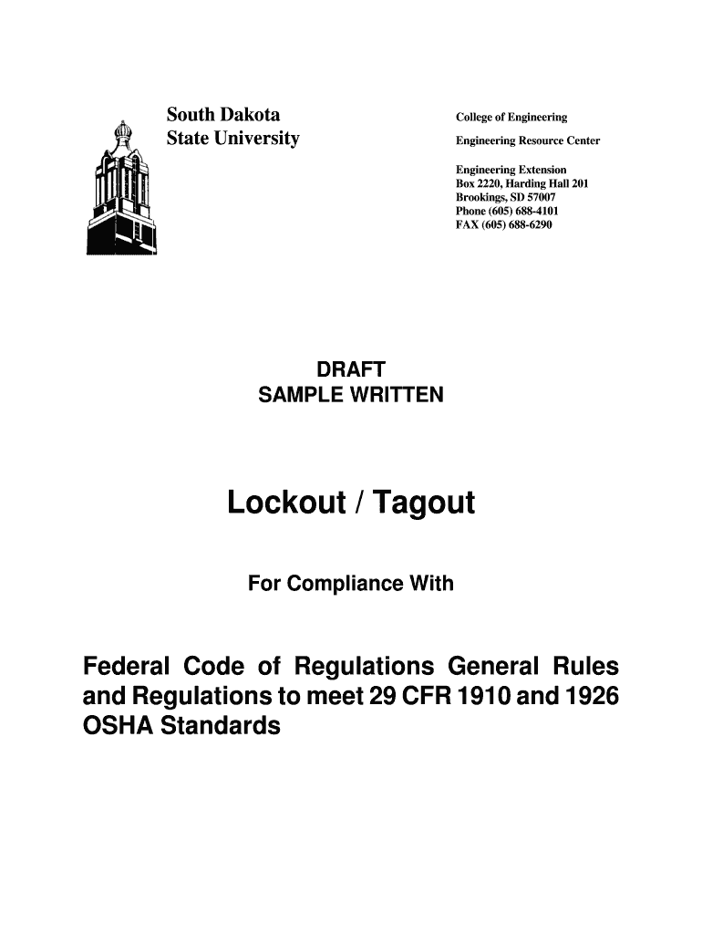 Fillable Online Lockout / Tagout for Compliance With Federal OSHA ...