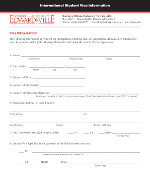 International Student Visa Information Form