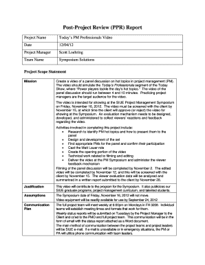 Post-Project Review (PPR) Report - siue