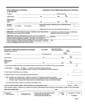 Illinois Employee Withholding Allowance Certificate