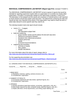 INDIVIDUAL COMPREHENSIVE LAB REPORT (Report type R-3 ...