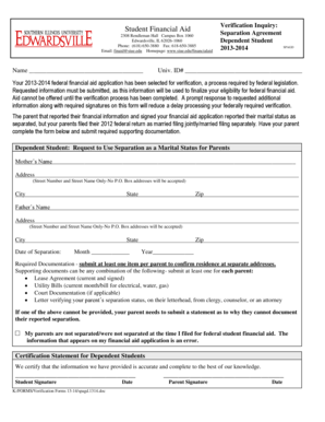 Student Financial Aid Verification Form