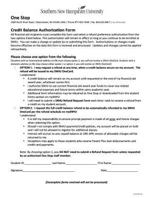 Credit Balance Authorization Form