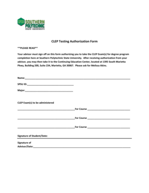 CLEP Testing Authorization Form