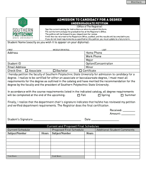 Undergraduate Degree Candidacy Petition