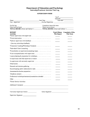 Internship Practicum Activities Time Log