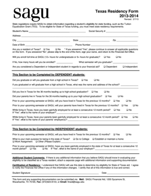 Texas Residency Form
