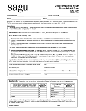 Unaccompanied Youth Financial Aid Form