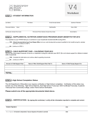 Student Financial Aid Worksheet