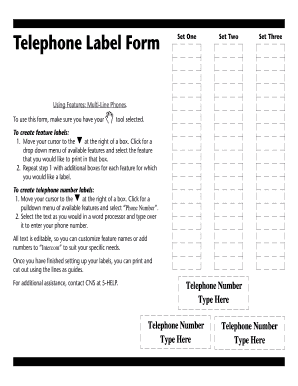 Telephone Label Form