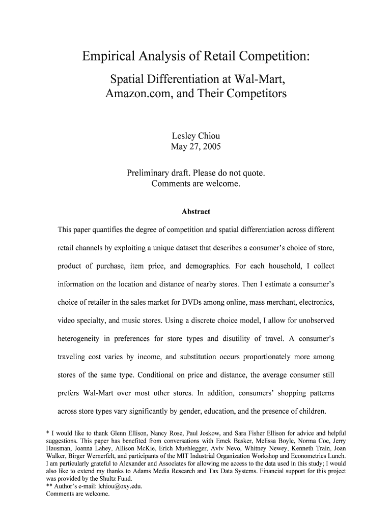 Empirical Analysis of Retail Competition: - Stanford Graduate School Preview on Page 1