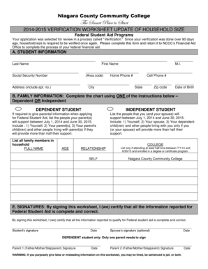 2014-2015 Verification Worksheet