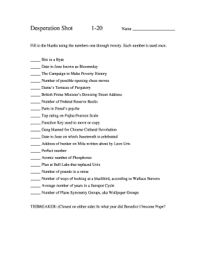 Desperation Shot Quiz Template