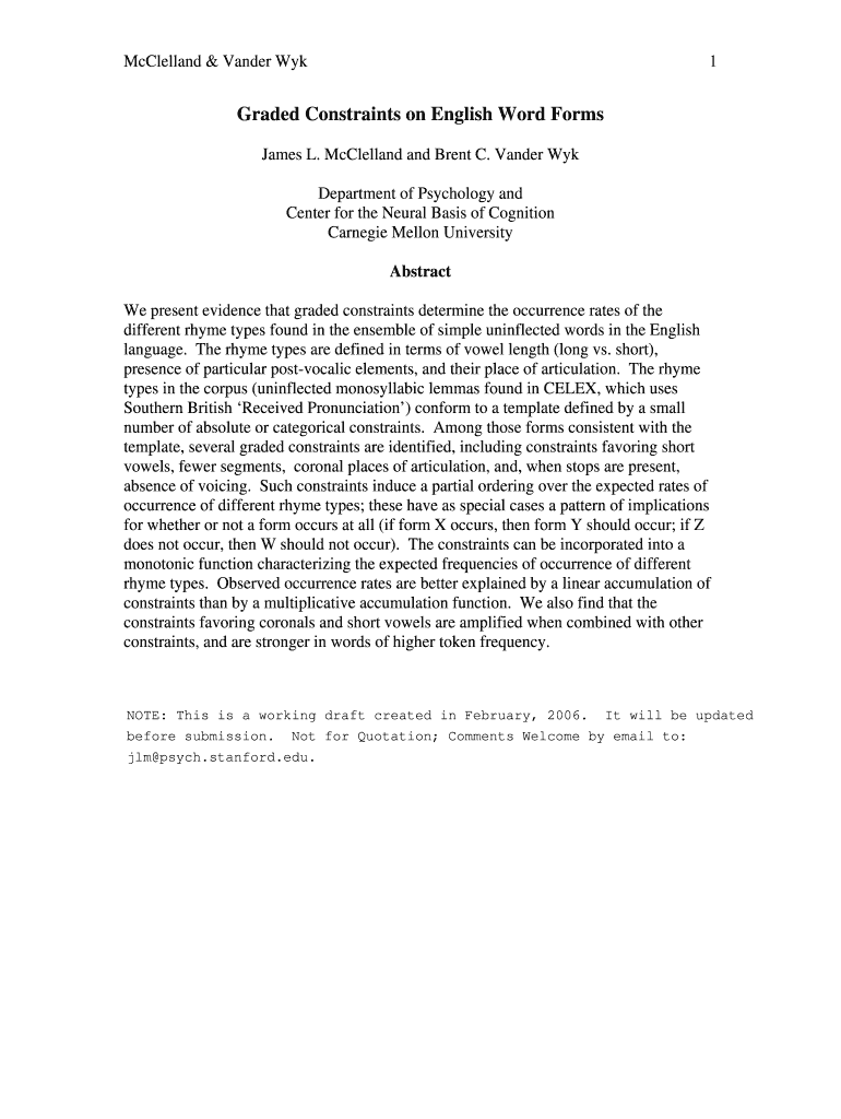 Graded Constraints on English Word Forms - Psychology - psychology stanford Preview on Page 1