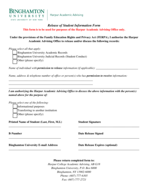 Release of Student Information Form