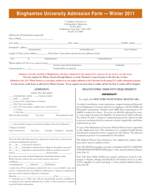 Binghamton University Admission Form