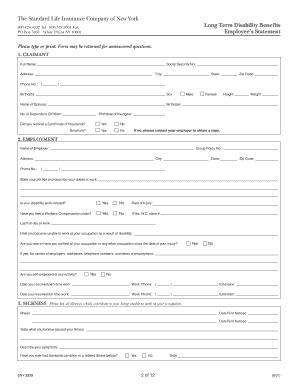 Standard Life Insurance Company of New York Long Term Disability Benefits