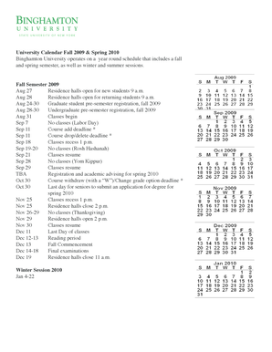 Binghamton Academic Calendar - Fill Online, Printable, Fillable, Blank |  pdfFiller