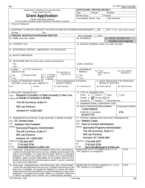 US Federal Grant Application Form