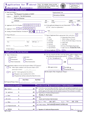 US Department of Education Application Form ED 424