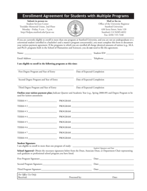 Stanford University Enrollment Agreement