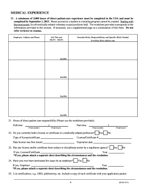 Medical Experience Form