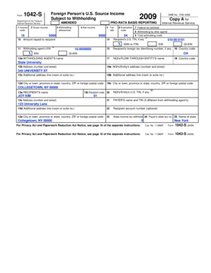 Form 1042-S 2009