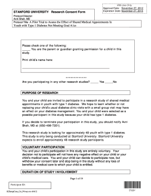 STANFORD SAMPLE CONSENT FORM - Division of Pediatric ...