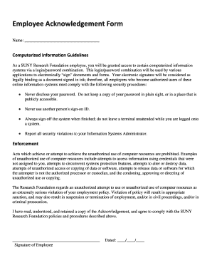 Employee Acknowledgement Form