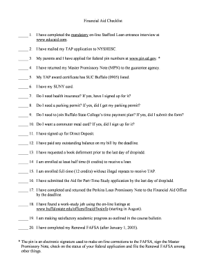 Financial Aid Checklist