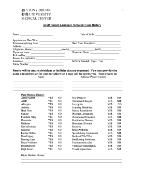 Adult Speech-Language Pathology Case History