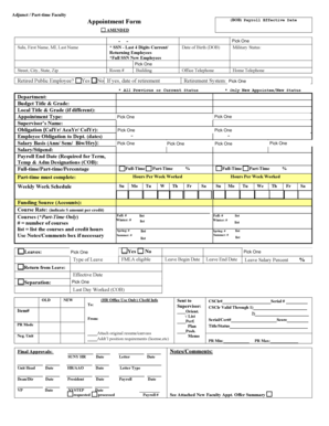 Adjunct Part-time Faculty Appointment Form