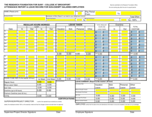 Attendance Report & Leave Record for Non-Exempt Salaried Employees
