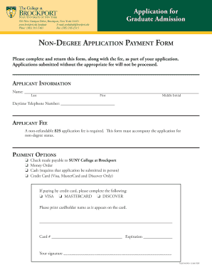 Graduate Admission Application Payment Form