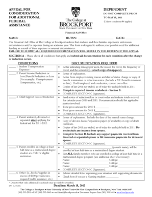 Appeal for Dependent Financial Aid